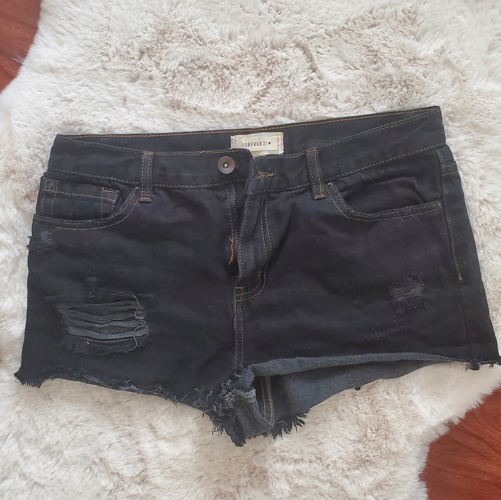 Forever 21 Black Denim Shorts